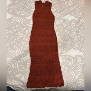 Anthropologie Rust Midi Dress